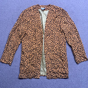 Vintage Silks by St Gillian Jacket Women 8 Orange 100% Silk Animal Print Blazer